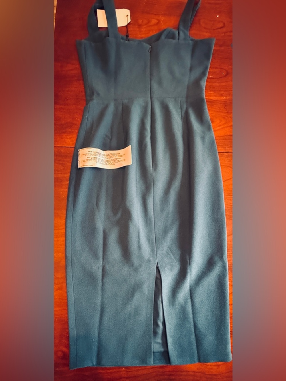 Dress the Population Slate Neck Midi Sheath Dress Nicole Sweetheart Neck Bodycon - Picture 9 of 11